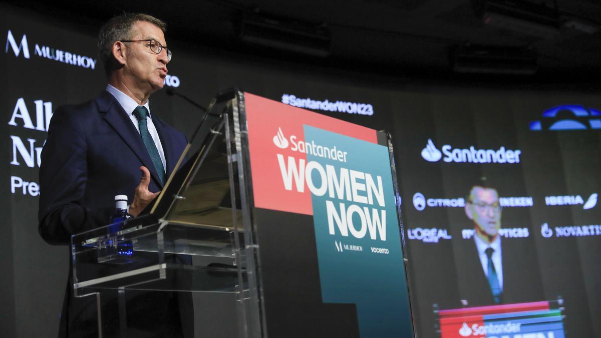 Feijóo durante la clausura de la quinta edición de Santander WomenNow en Madrid.