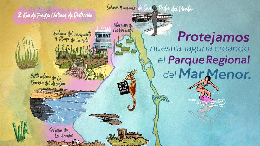 Así sería el Parque Regional del Mar Menor, según Unidas Podemos