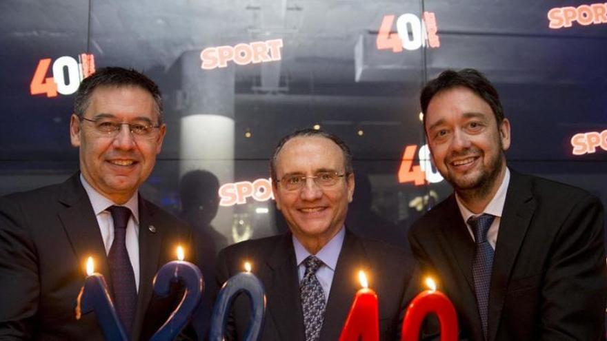 Josep Maria Bartomeu, Javier Moll i Ernest Folch, celebrant el 40è aniversari de l&#039;Sport