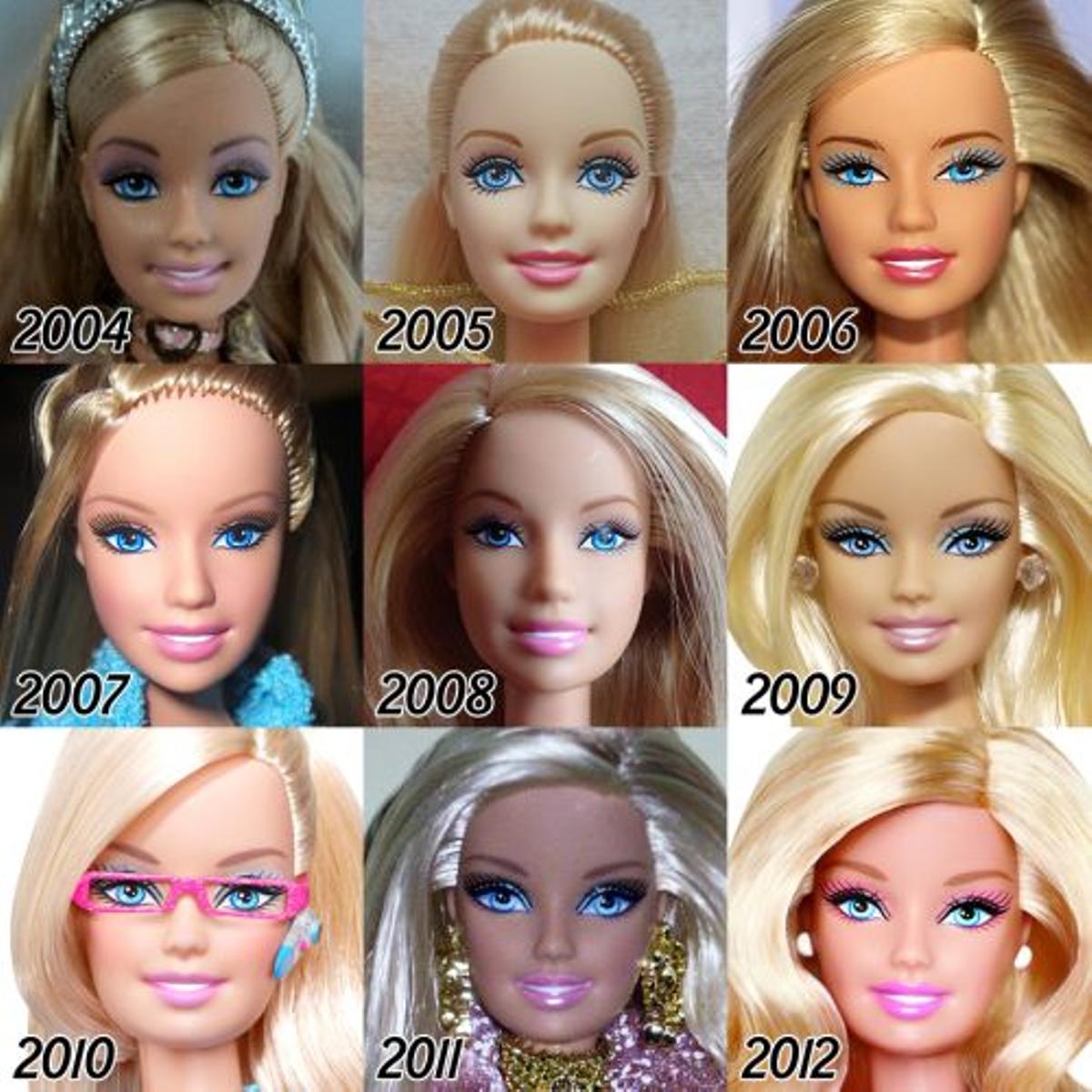 La evolución de Barbie desde 2004 a 2012
