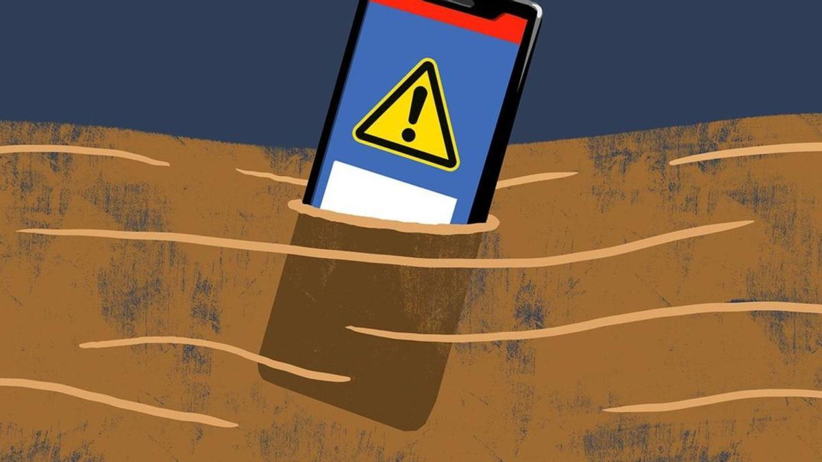 Ilustración el mensaje de alerta que llega a los móviles en una istuación de emergencia.