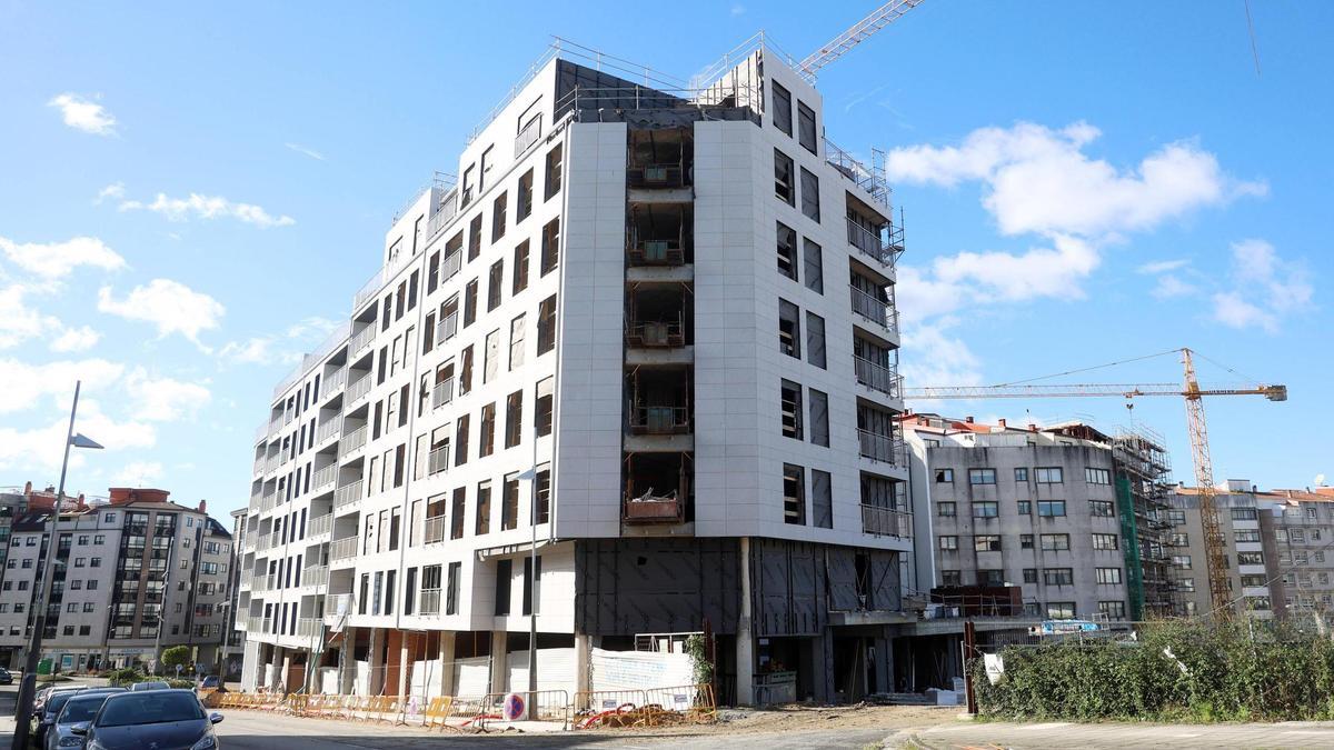 Uno de los edificios residenciales de nueva  construcción en Pontevedra.
