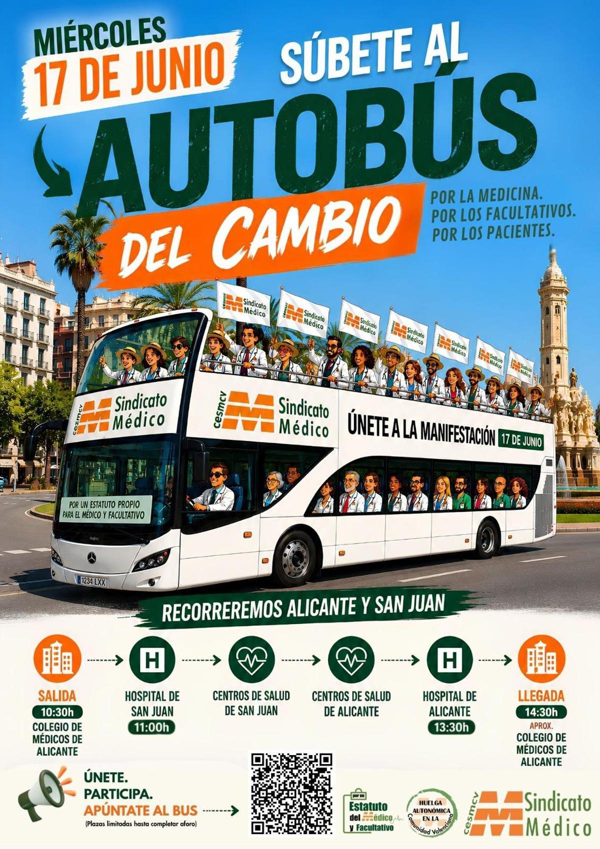 Recorrido del autobús del cambio el miércoles por la mañana de hospital a hospital en Alicante