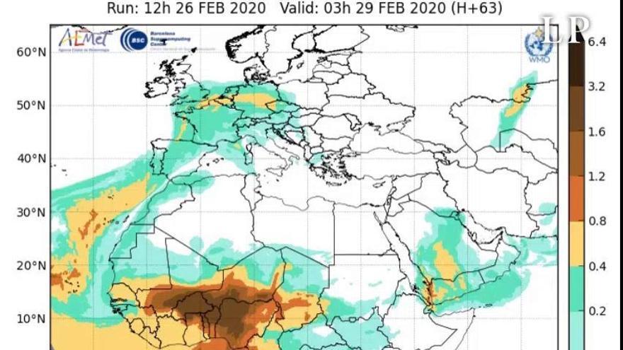 Así evoluciona la calima en los últimos días de febrero