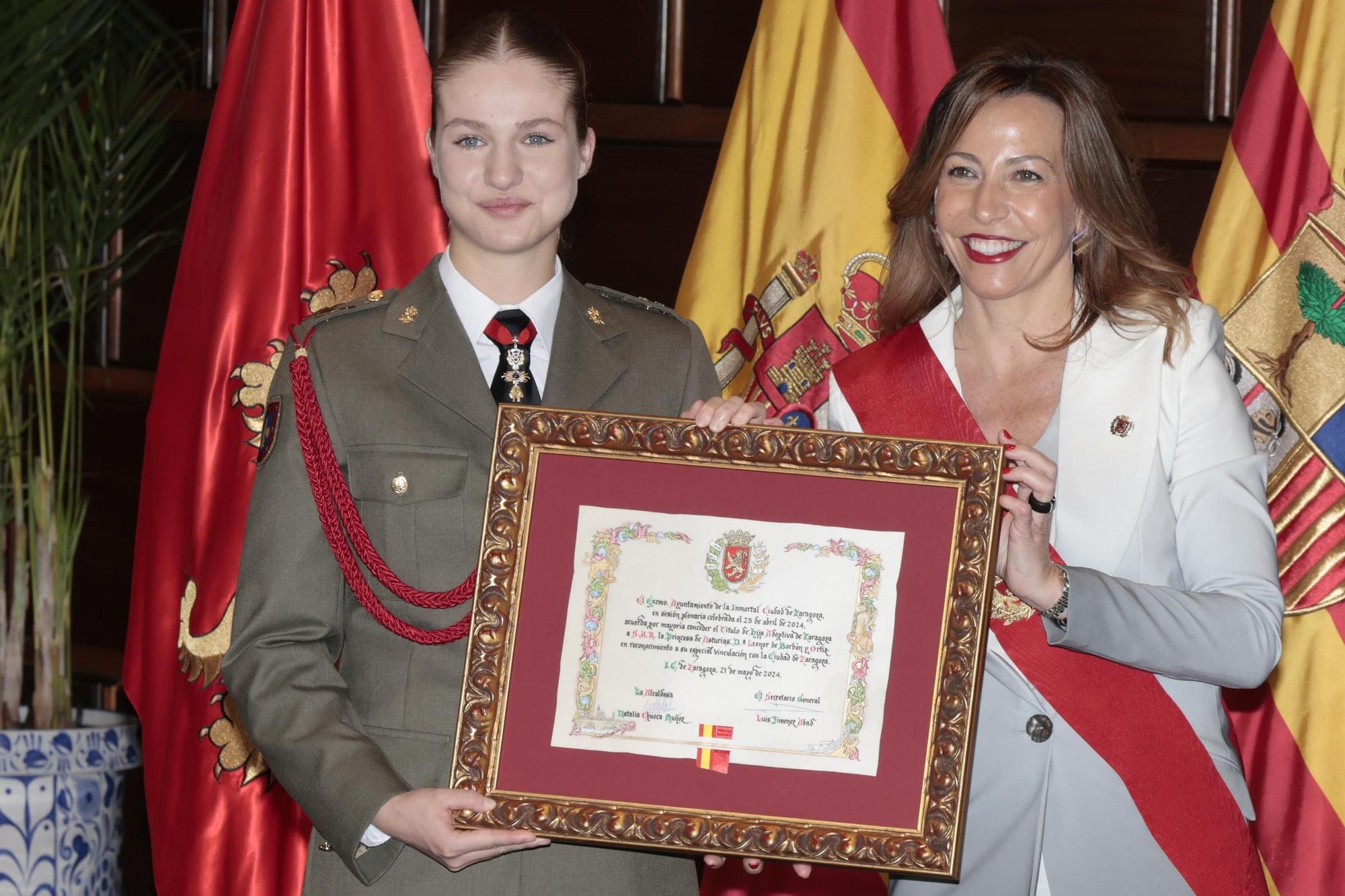 La princesa Leonor recibe su título como Hija Adoptiva de Zaragoza