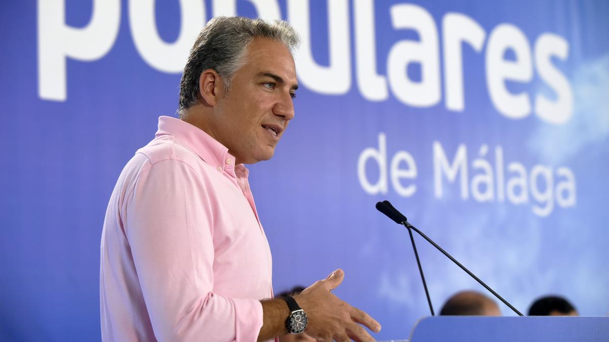 Elías Bendodo, durante su intervención en la Junta Directiva del PP de Málaga.