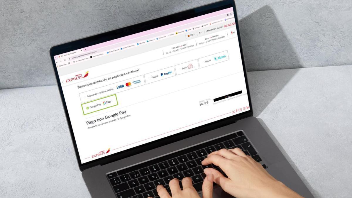 Apple Pay y Google Pay, nuevas formas de pago de la web de Iberia Express