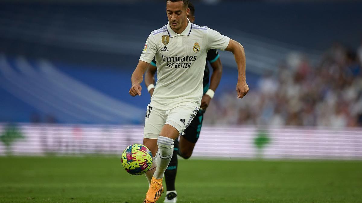 Lucas Vázquez durante un partido de Liga en el Santiago Bernabéu.