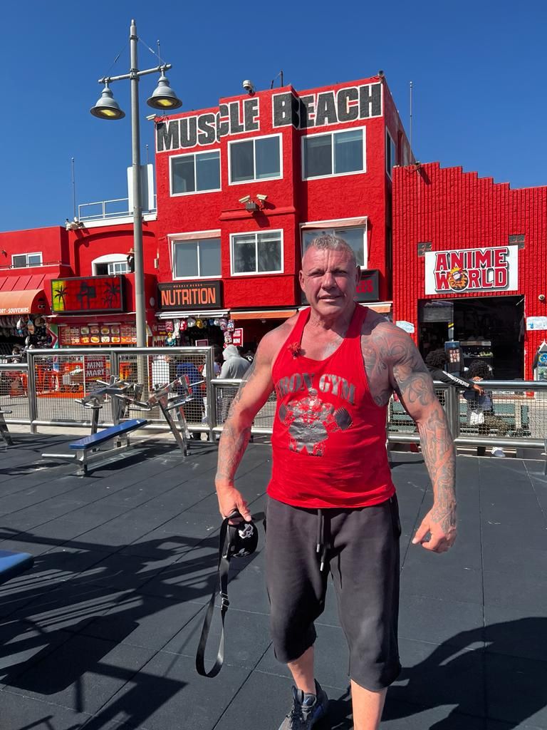 Mit dem Besuch des Muscle Beach Venice geht für Andreas Robens ein Traum in Erfüllung.