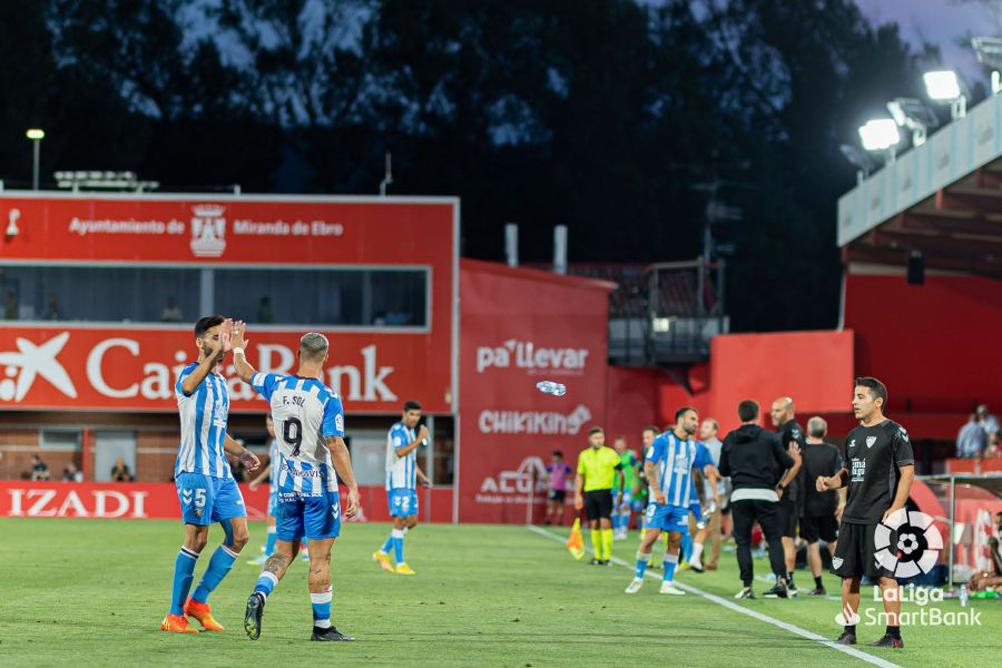 Una imagen del CD Mirandés - Málaga CF de la tercera jornada de la Liga 22/23