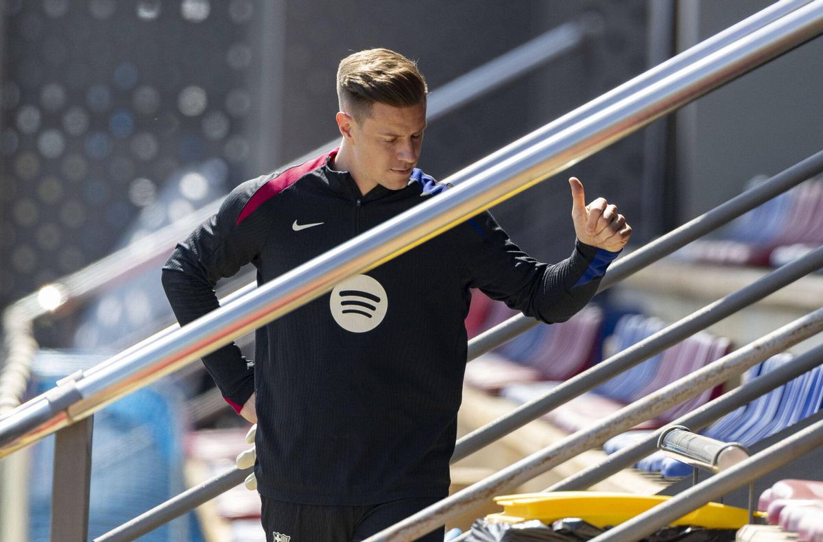 Ter Stegen, antes de un entrenamiento del FC Barcelona
