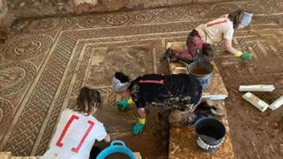 Los mosaicos romanos de La Malena en Azuara apenas tienen pérdidas