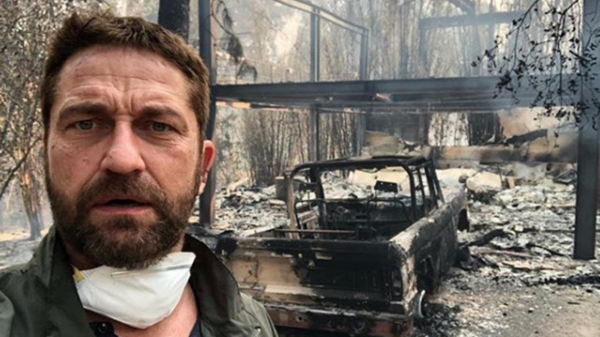 Gerard Butler muestra su casa completamente desvastada por el fuego