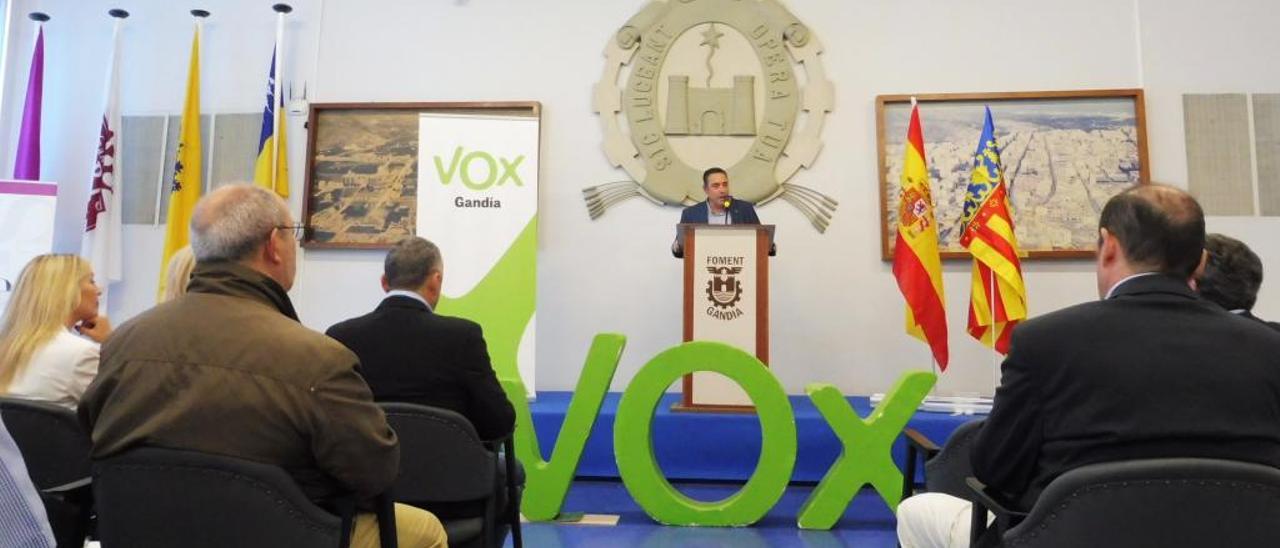 Presentación de la candidatura de Vox Gandia, hace unos meses en los salones de Foment.