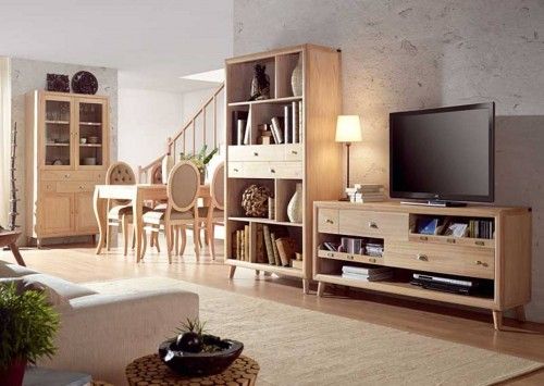 Colección de muebles de madera natural para el hogar