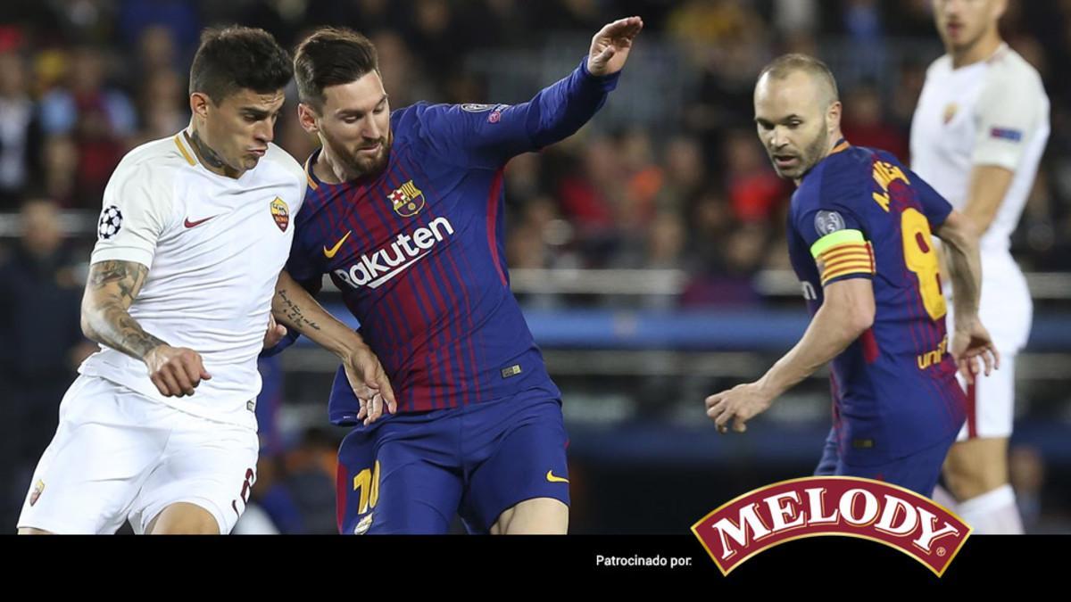 Leo Messi tuvo que sufrir un duro marcaje de la Roma