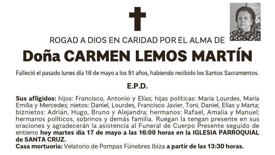 Esquela Carmen Lemos Martín