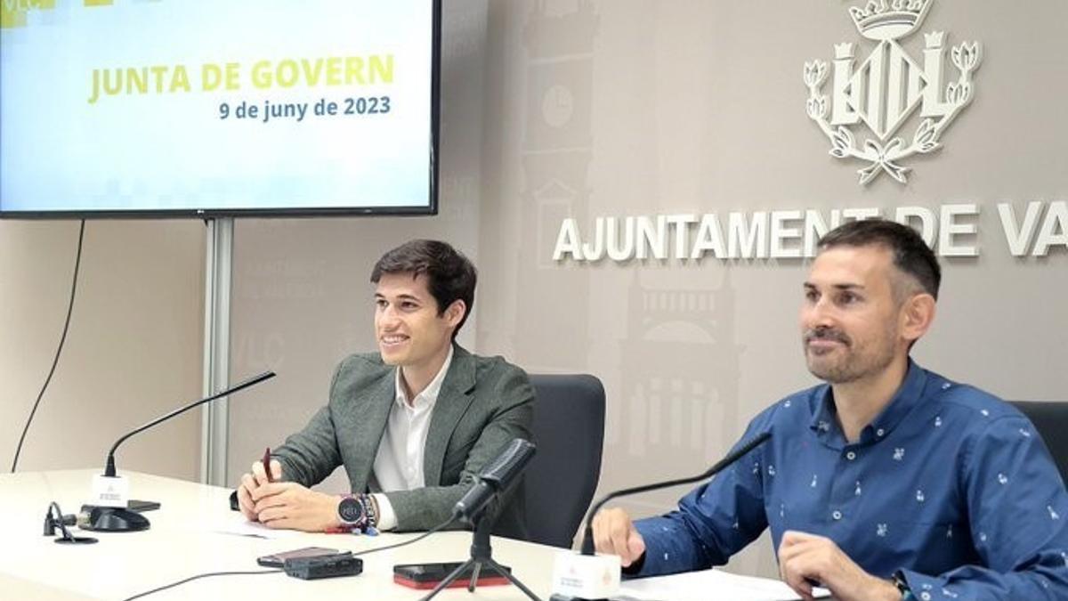 Borja Sanjuán y Sergi Campillo en su última rueda de prensa de la Junta de Gobierno.