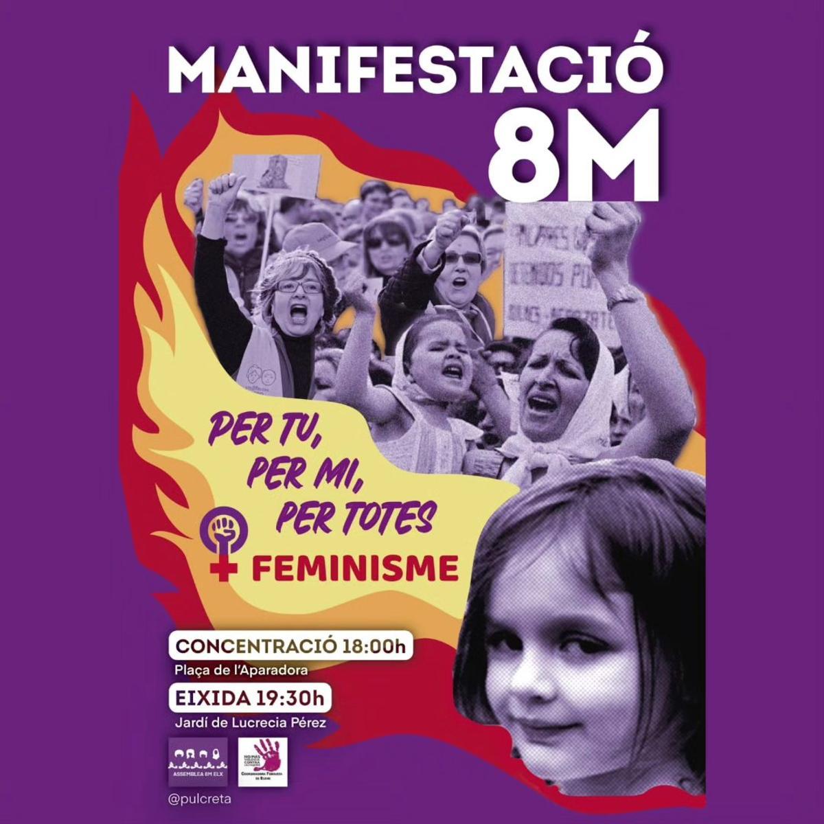 Cartel anunciador de la manifestación del 8M en Elche