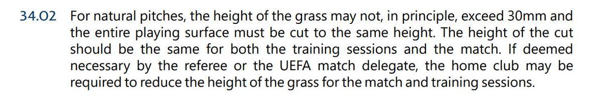 Fragmento del artículo 34 de la normativa de la UEFA para la Champions League