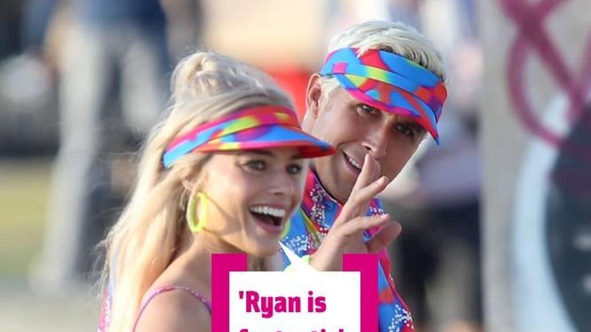 Margot Robbie y Ryan Gosling en el rodaje de 'Barbie'