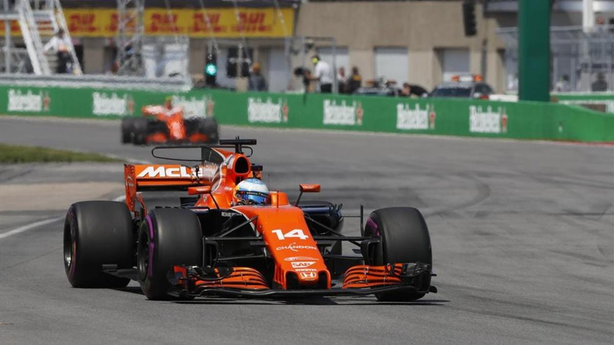 Alonso, durante la carrera en Montreal