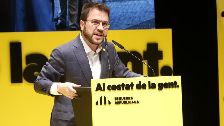 El cap de llista d&#039;ERC per Barcelona a les eleccions al Parlament, Pere Aragonès, durant el míting a Mataró el 28 de gener del 2021