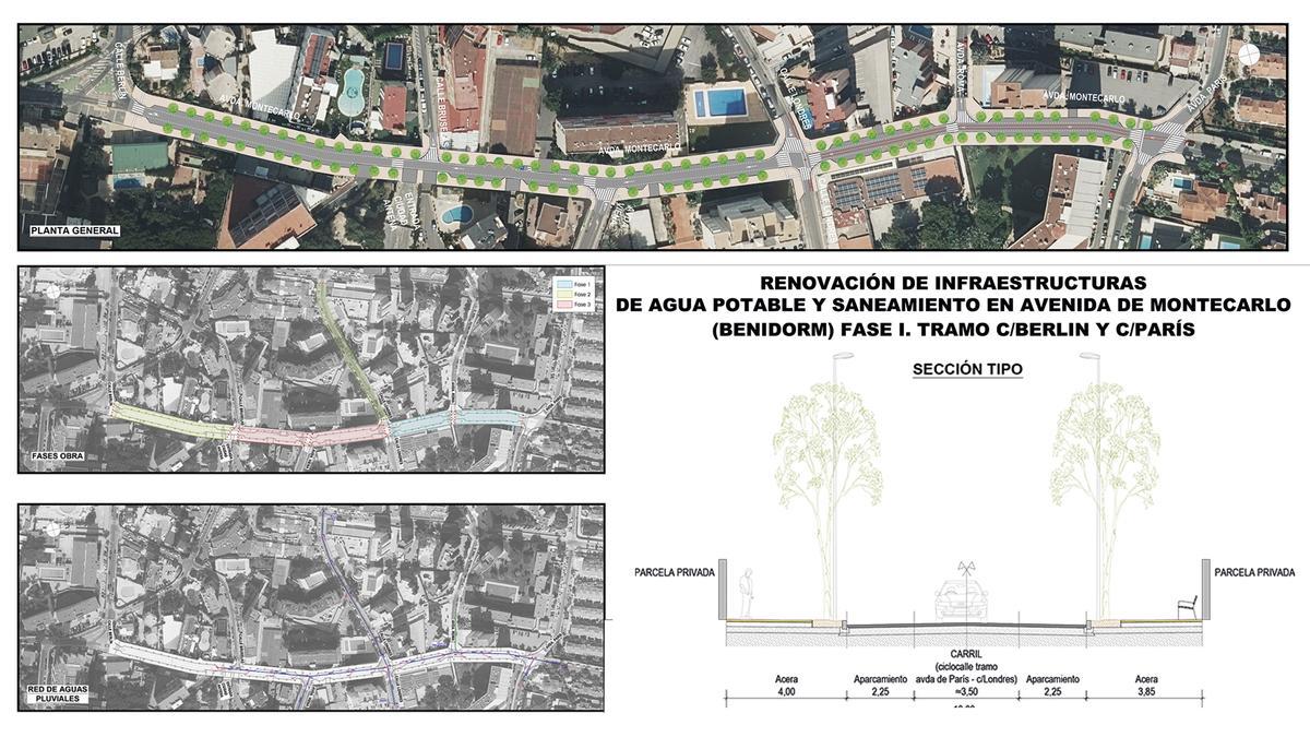 Los planos del proyecto para la avenida de Montecarlo de Benidorm.
