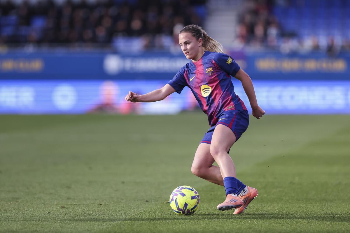 Carla Julià, durante un partido del Barça.