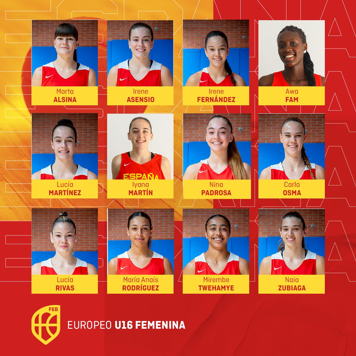 Las 12 de España en el Europeo sub-16 de Portugal