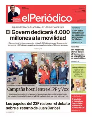 La portada de EL PERIÓDICO del 27 de febrero de 2026