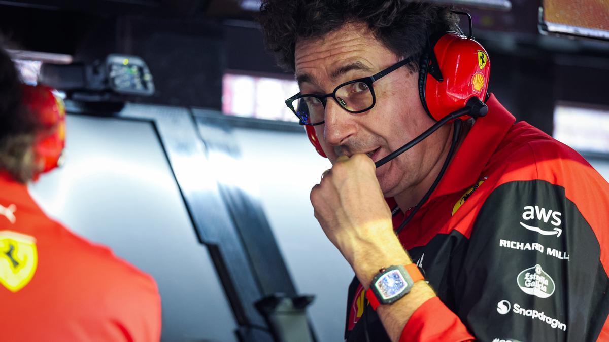 Archivo - El italiano Mattia Binotto, durante su etapa como jefe de equipo de Ferrari.