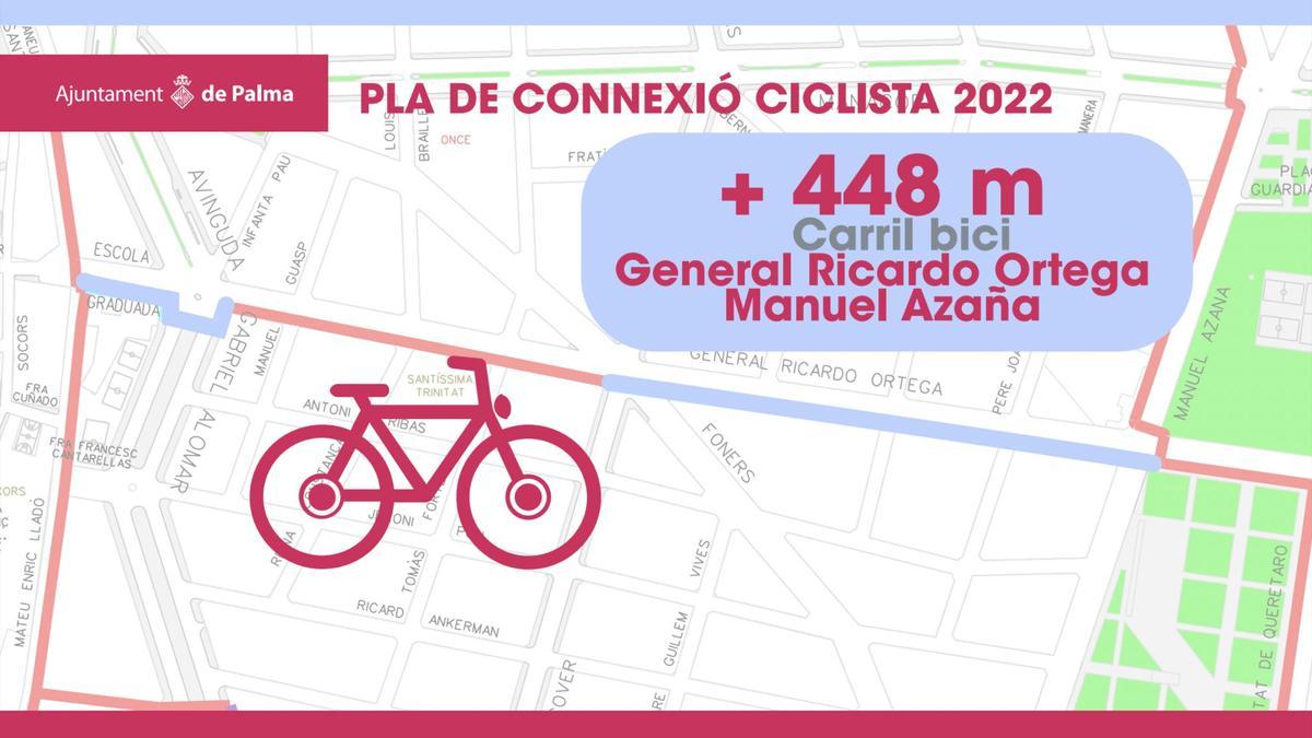 Nuevo tramo de carril bici en General Ricardo Ortega.