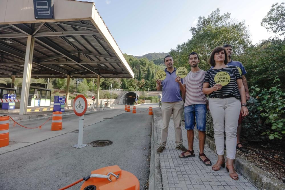 Protesta en el túnel  de Sóller