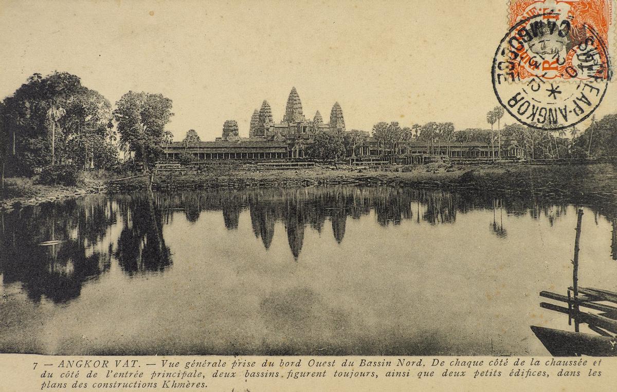 Postal del templo de Angkor Vat, Camboya, que Albert visitó.