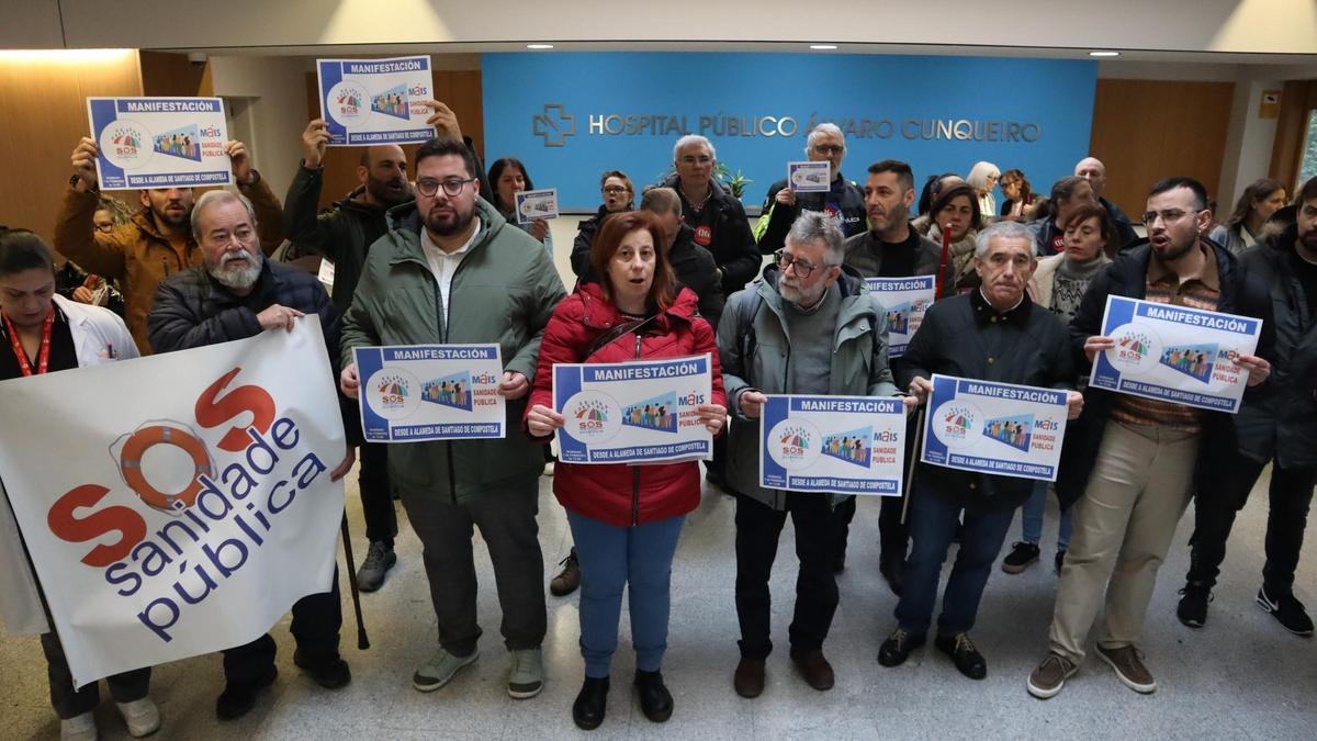 Protesta, hoy, en el Cunqueiro.