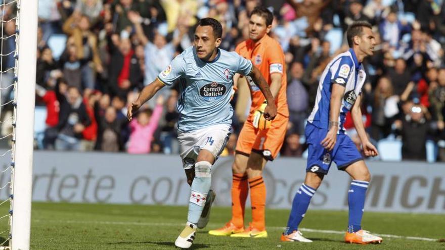 Orellana, tras marcar al Deportivo en el derbi de hace dos semanas.