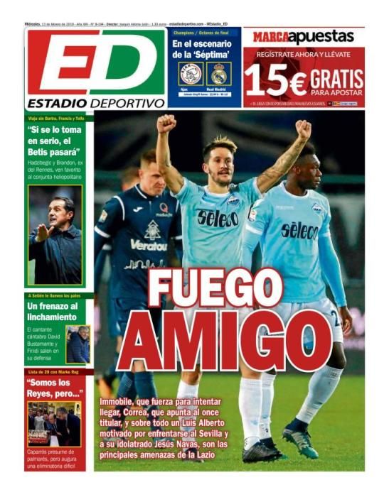 Portada ESTADIO DEPORTIVO miércoles 13 de febrero