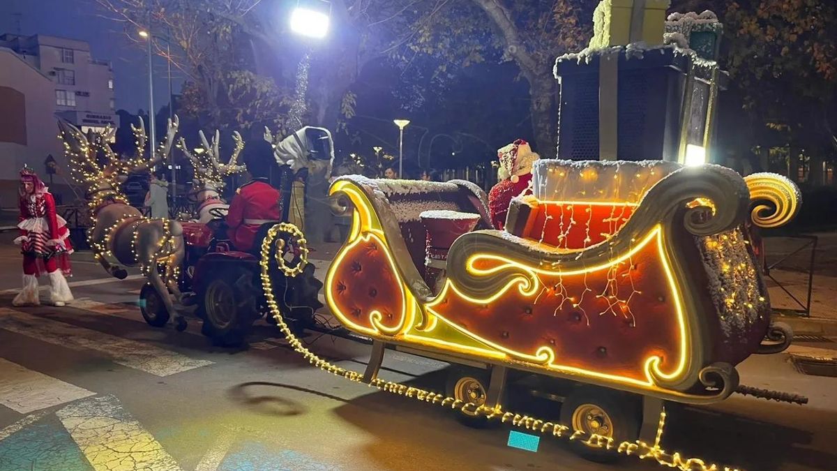 Trineo con el que Papá Noel llegó, recientemente, a Navalmoral.