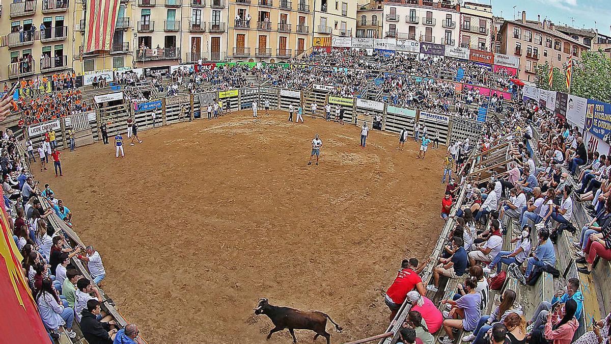 Una imatge de la plaça, amb espais buits, durant la sessió del Corre de Bou d’ahir al matí  | JORDI BIEL