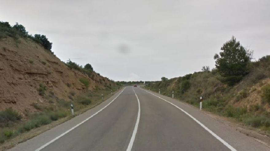 Tramo de la carretera N-420 a su paso por la provincia de Teruel, en dirección a Reus.