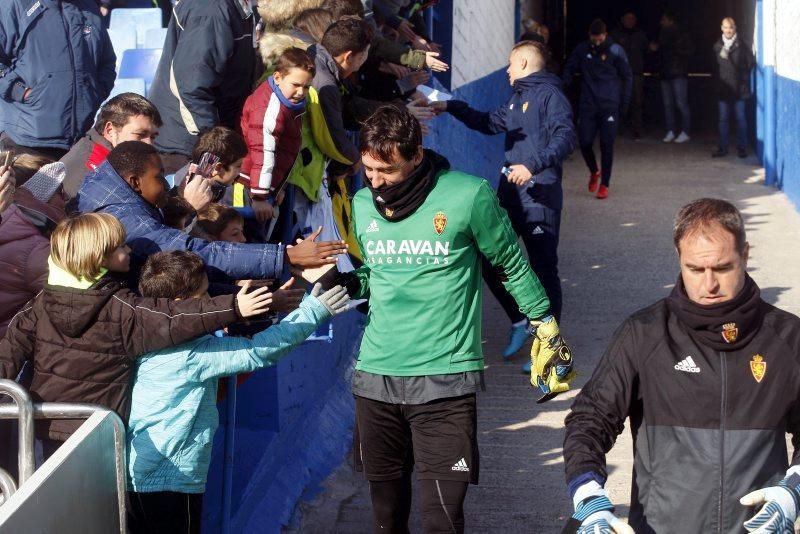 Entrenamiento a puerta abierta del Real Zaragoza en La Romareda