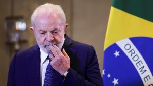 El presidente de Brasil, Luiz Inácio Lula da Silva, durante una rueda de prensa este lunes en Nueva Deli.