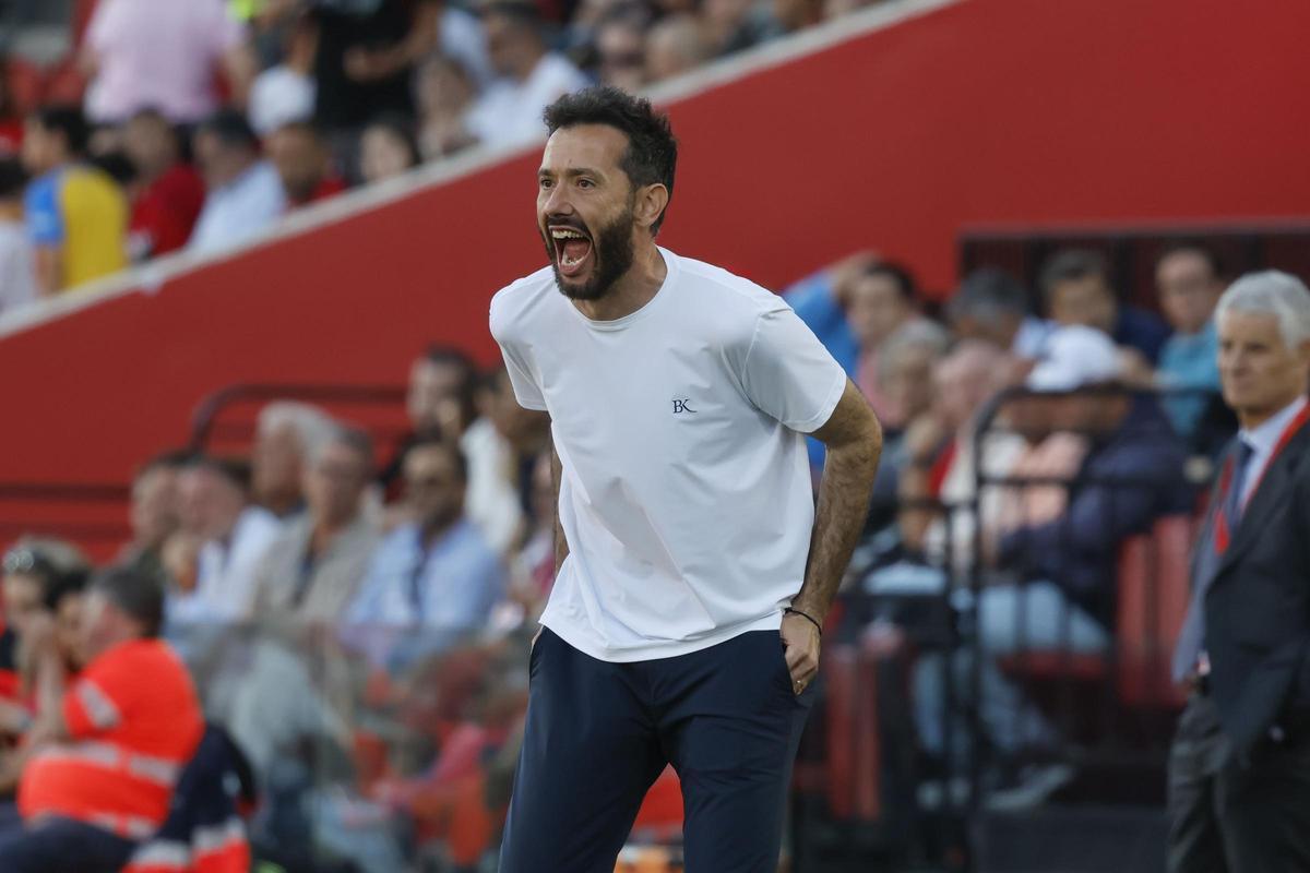 Corberán en la banda de Son Moix durante el Mallorca - Valencia