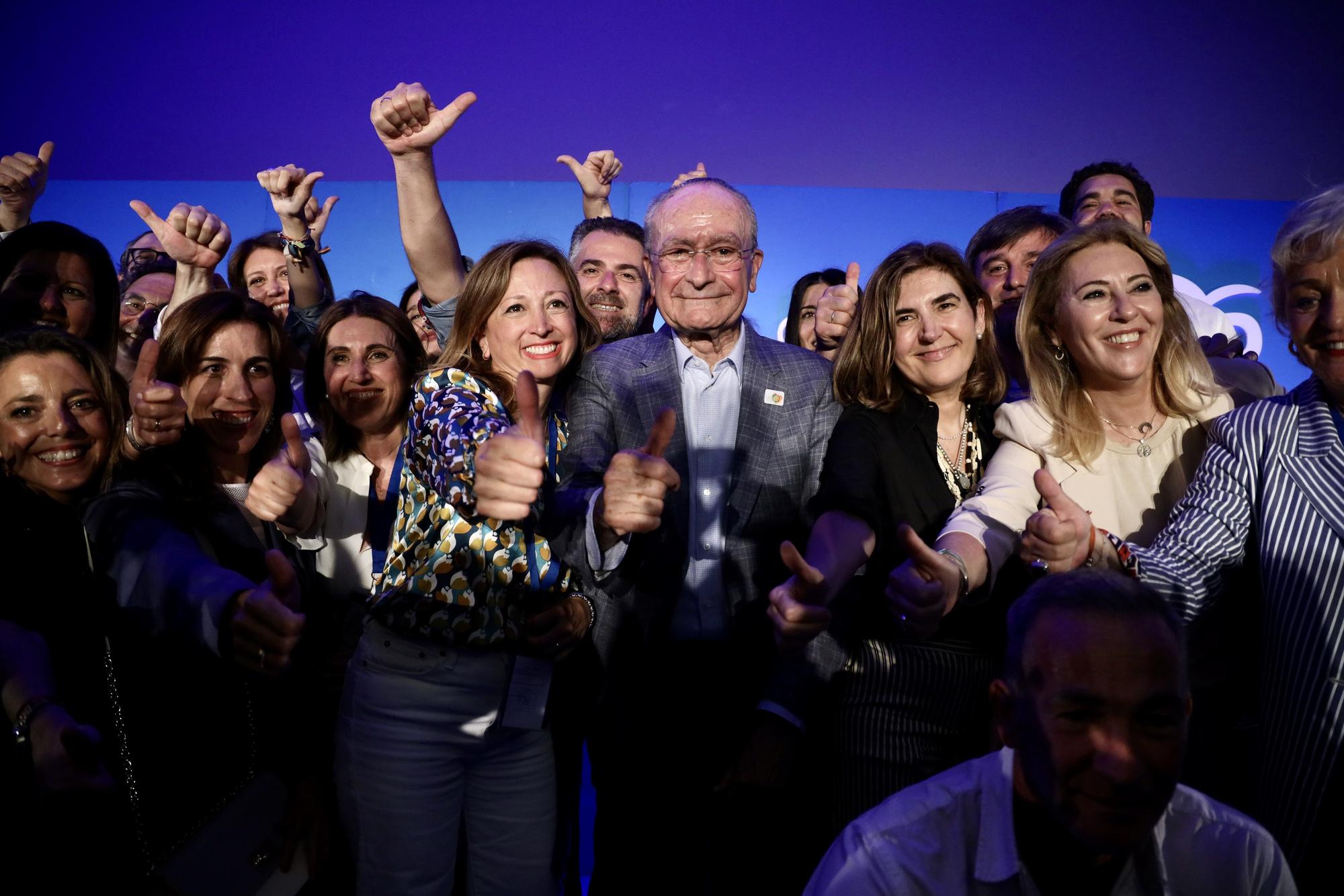 El PP de Málaga celebra la victoria de Paco de la Torre el 28M