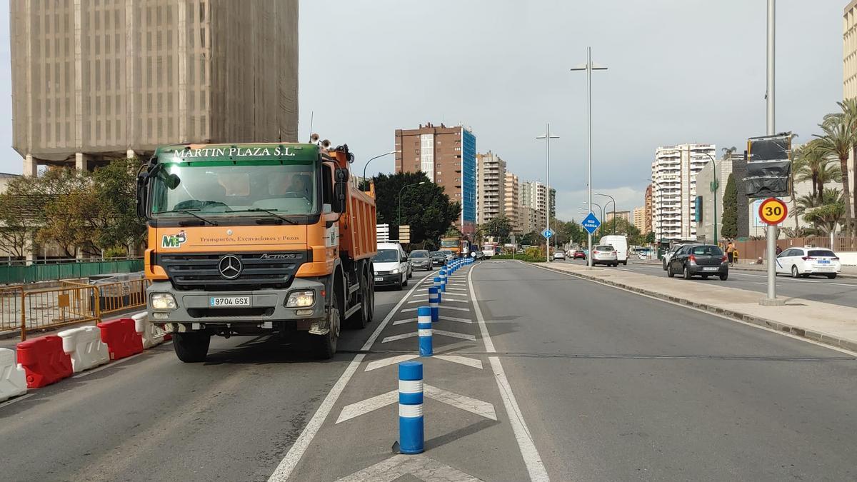 Protesta de los camioneros por el Centro de Málaga