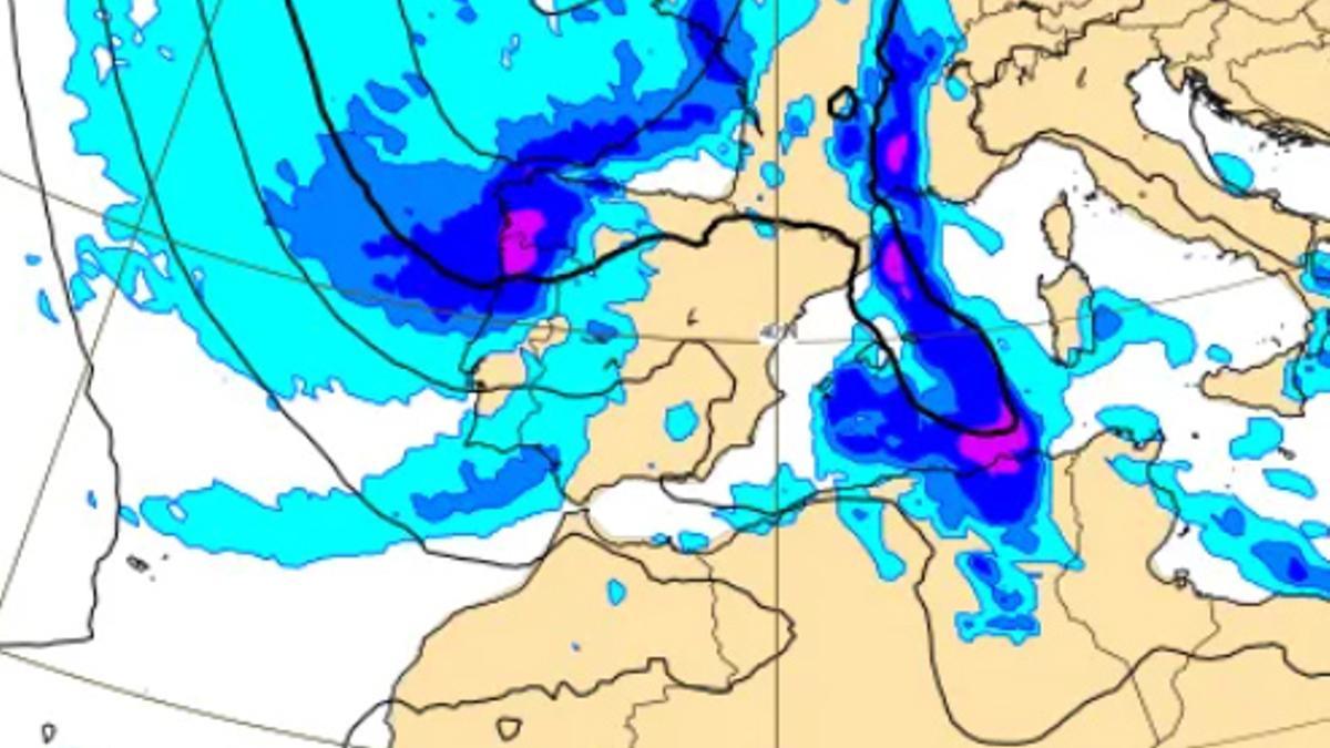 Mapa de lluvias del día sábado.