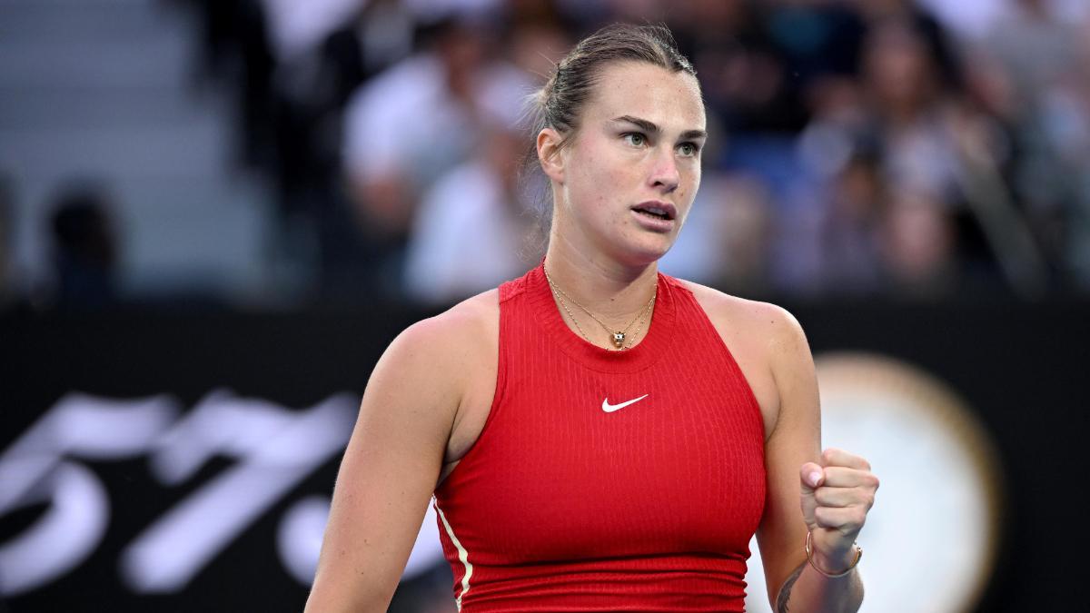 Sabalenka celebra durante su triunfo en la final del Open de Australia 2024