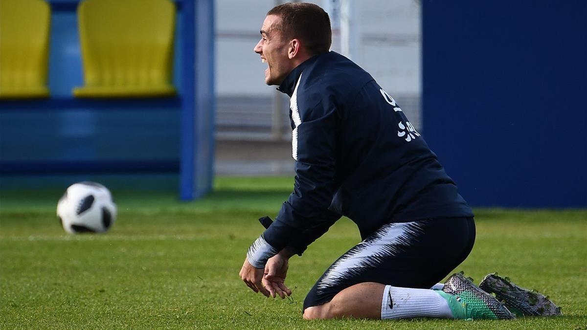 Griezmann, en un entrenamiento de la selección francesa en Rusia.