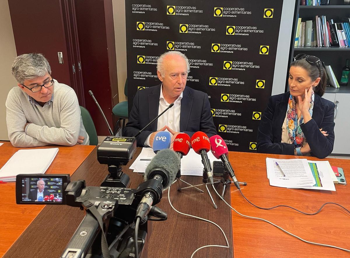 Responsables de Cooperativas Agro-alimentarias durante la rueda de prensa ofrecida ayer.
